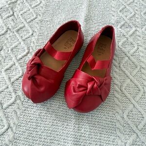 Zara Kids Cherry Red Leather Bow Dress Shoes
